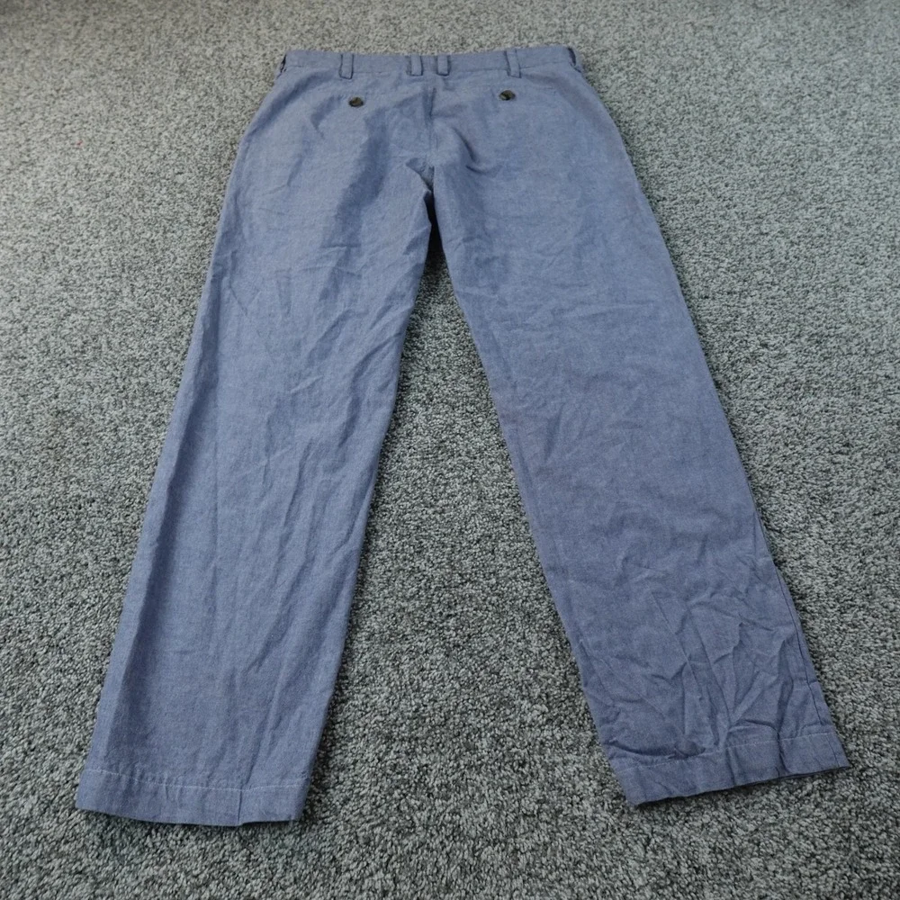 Brooks Brothers Pants Mens 34X30 Blue Chambray Chino Trouser Flat Front Slim Fit